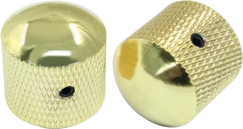 Dijedev 4 Pcs Metal Guitar Knobs, Volume Tone Control Knobs, Dome Knobs Replacement Parts, Knurled Guitar Knob for Electric Guitar and Bass Players (Gold) - Image 3